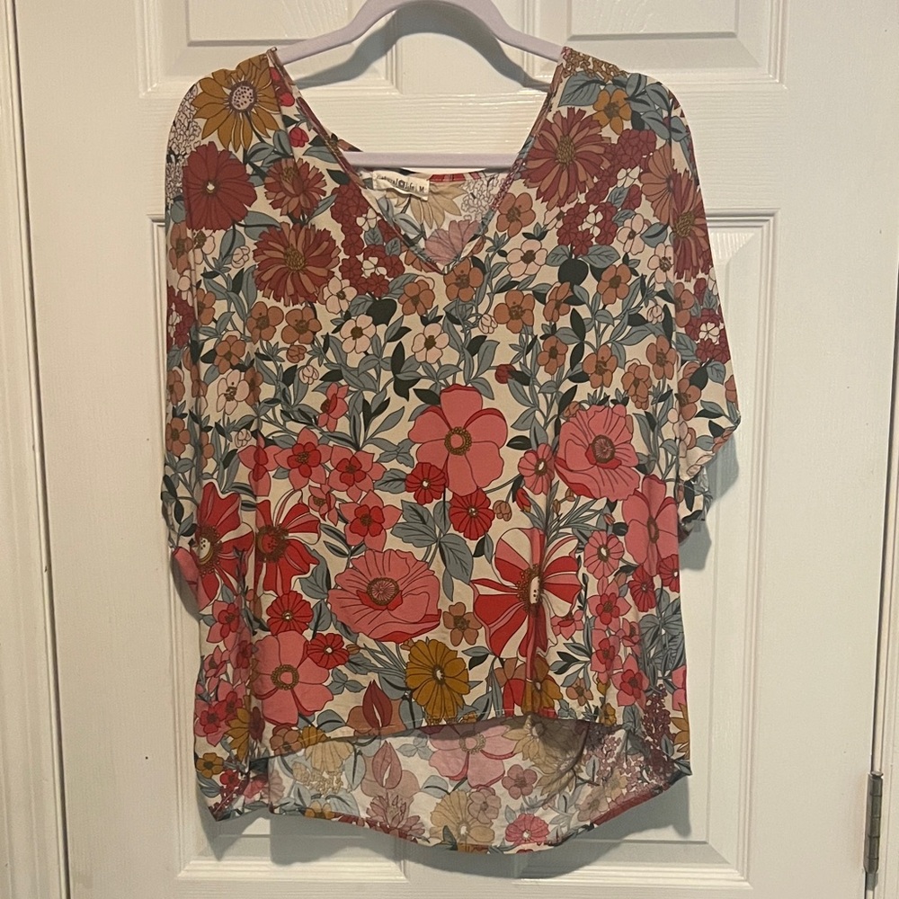 NATURAL LIFE Multicolor Floral V-Neck Blouse